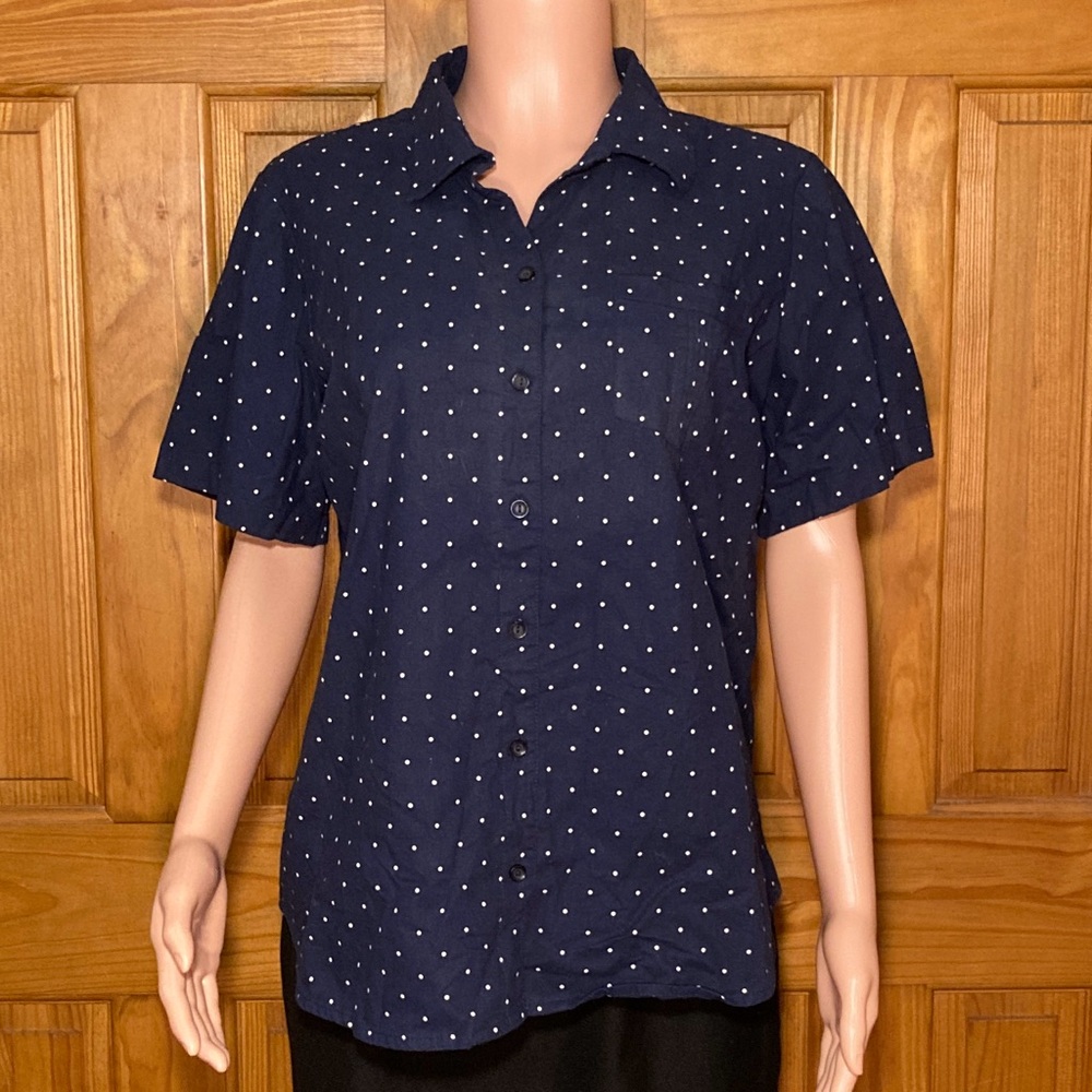 NWOT Blair Top Short Sleeve Blouse Blue Size L Large